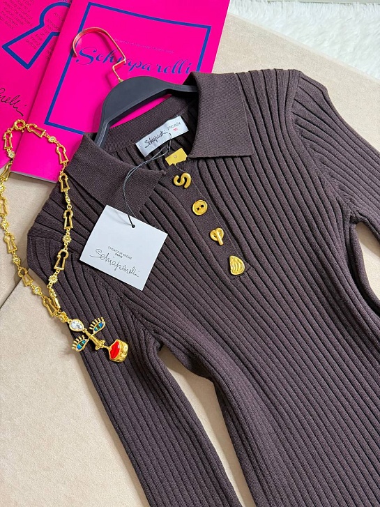 Женское поло с длинным рукавом Schiaparelli premium - Brown
