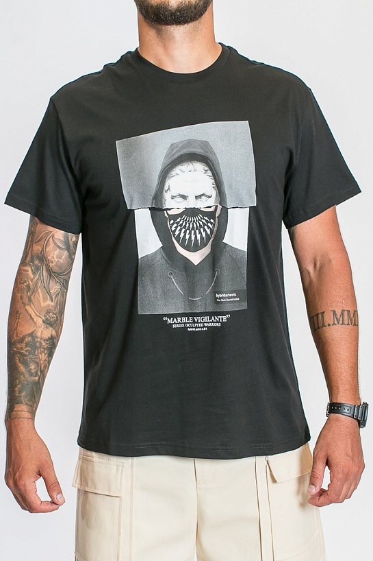 Чёрная оверсайз футболка Neil Barrett Marble Vigilante