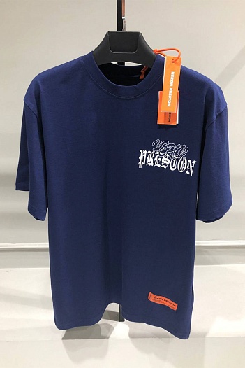 Тёмно-синяя оверсайз футболка Heron Preston   