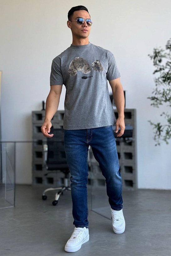 Мужская оверсайз футболка Palm Angels "Teddy Bear" - Grey