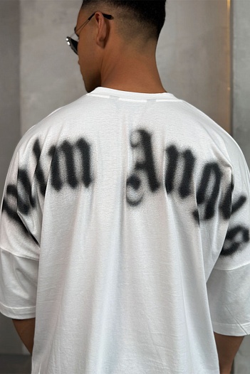 Белая оверсайз футболка Palm Angels Blurred Logo   