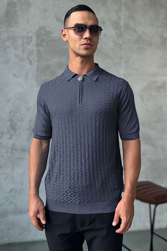 Мужское поло Stefano Ricci цвета индиго