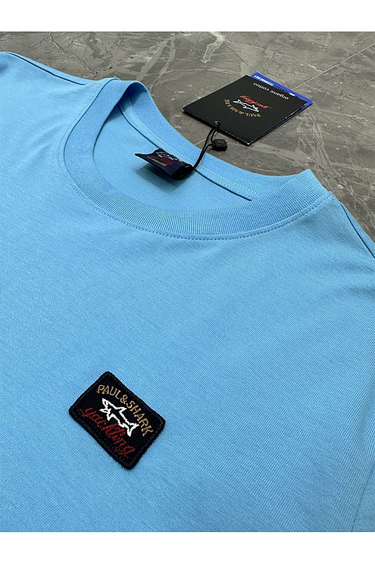 Футболка голубого цвета Paul & Shark logo-patch