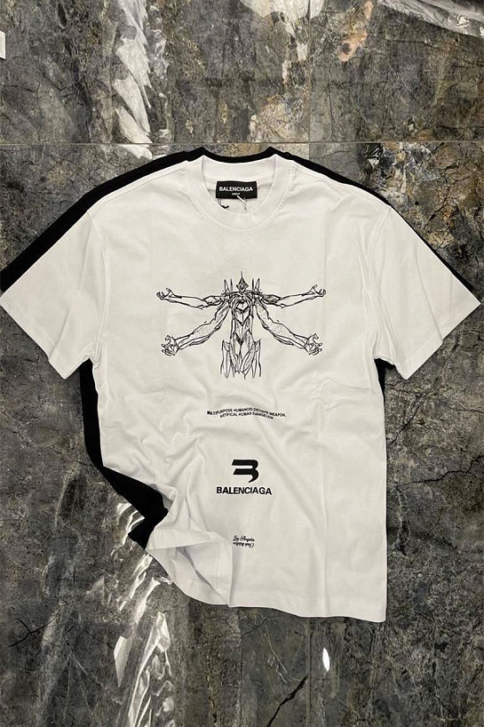 Белая оверсайз футболка Balenciaga Evangelion