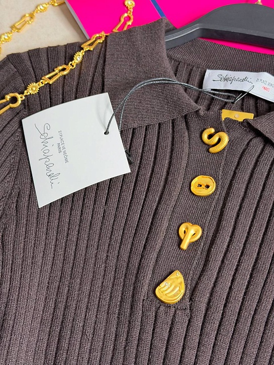 Женское поло с длинным рукавом Schiaparelli premium - Brown