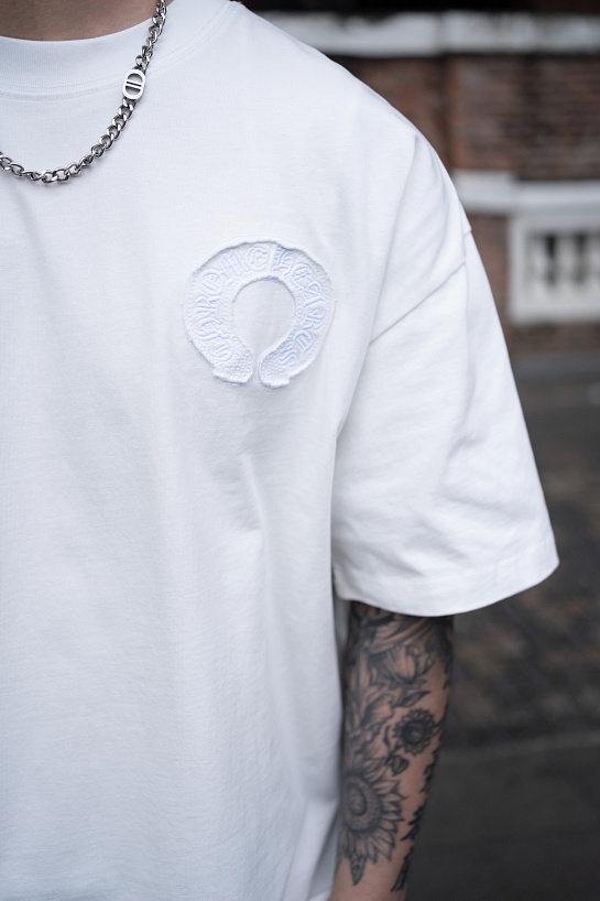 Белая оверсайз футболка Chrome Hearts Premium
