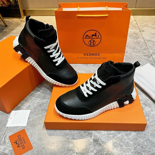 Кроссовки с мехом Hermes Bouncing high-top - Black / White   
