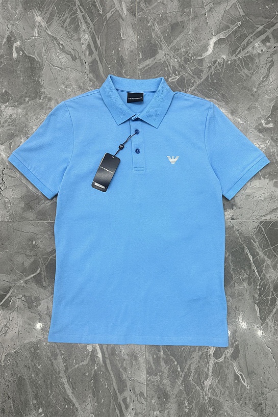 Мужское поло Emporio Armani голубого цвета