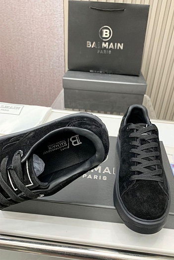 Замшевые кроссовки Balmain чёрного цвета   