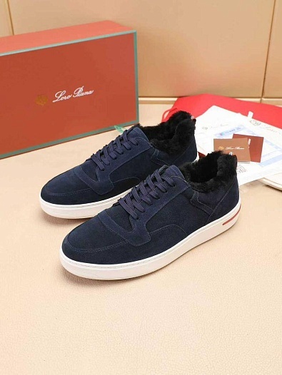 Кроссовки с мехом Loro Piana Newport Walk - Navy   