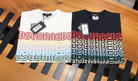 Мужская белая футболка Dsquared2 Rainbow logo-print   