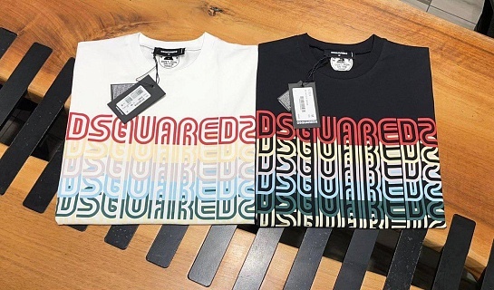 Мужская белая футболка Dsquared2 Rainbow logo-print