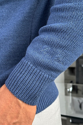 Мужской свитер цвета индиго Loro Piana   