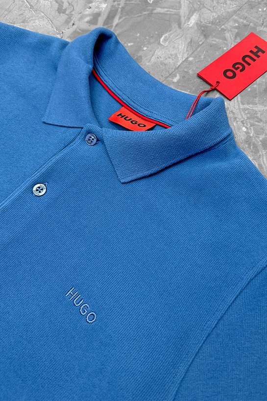 Поло с длинным рукавом Hugo Boss синего цвета