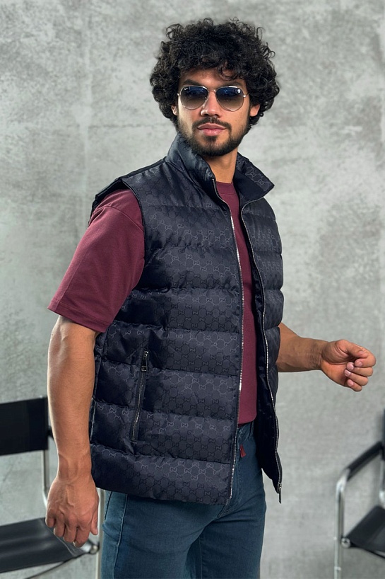 Мужской темно-синий жилет Gucci GG monogram