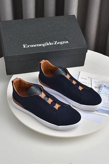 Синие кроссовки Ermenegildo Zegna Triple Stitch Wool   