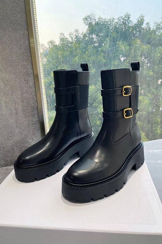 Женские чёрные кожаные ботинки Celine