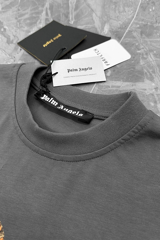 Серая оверсайз футболка Palm Angels Leopard Bear