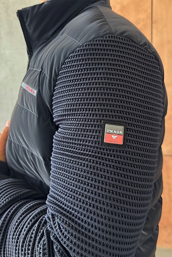 Куртка с вязаными рукавами Prada Linea Rossa - Navy   