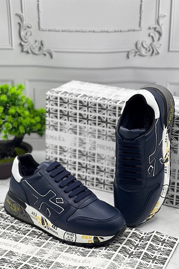 Кожаные кроссовки с мехом Premiata Mick - Navy / White   