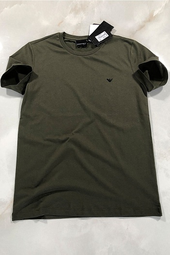 Мужская тёмно-зелёная футболка Emporio Armani eagle logo   