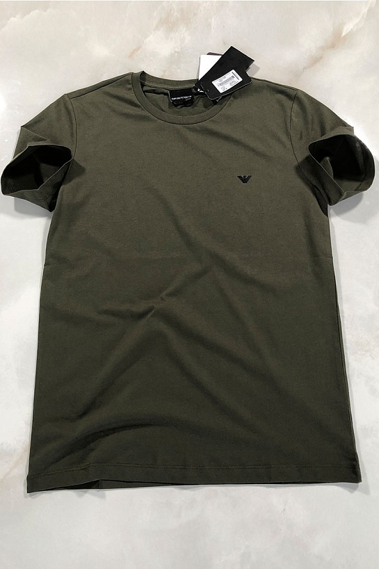 Мужская тёмно-зелёная футболка Emporio Armani eagle logo