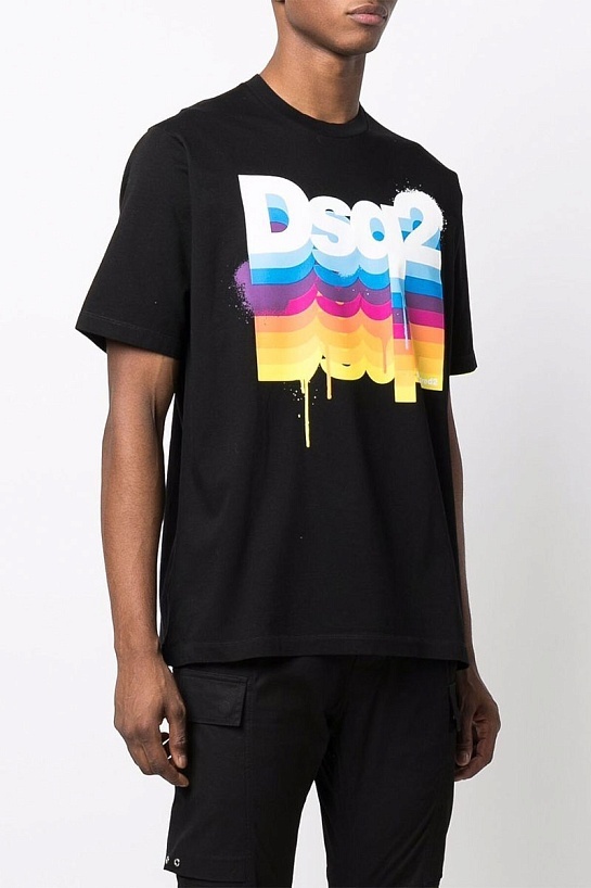 Чёрная мужская футболка Dsquared2 logo-print