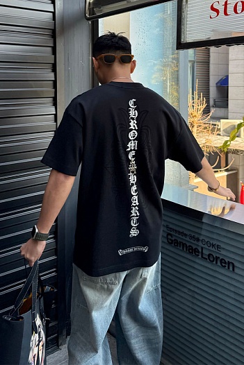 Тёмно-серая оверсайз футболка Chrome Hearts Premium   