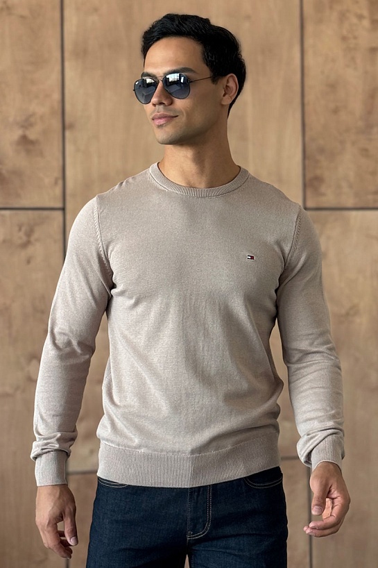 Мужская кофта Tommy Hilfiger бежевого цвета logo-embroidered