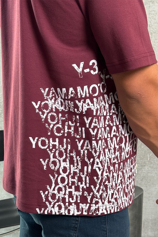 Мужская бордовая футболка Y-3 Yohji Yamamoto