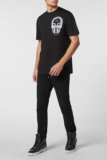 Чёрная оверсайз футболка Philipp Plein x-ray skull   