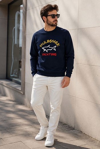 Свитшот тёмно-синего цвета Paul & Shark logo-print   