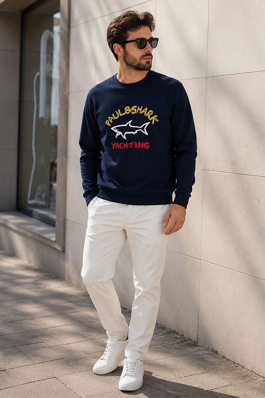 Свитшот тёмно-синего цвета Paul & Shark logo-print