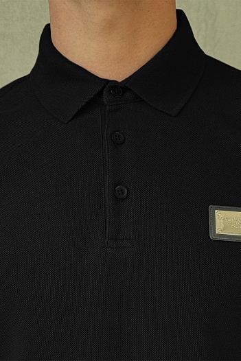 Мужское чёрное поло Dolce & Gabbana logo-plaque   