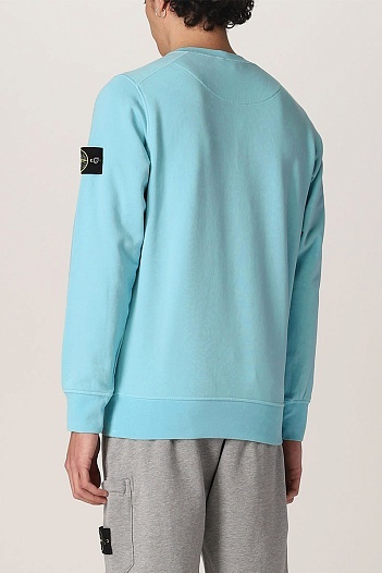 Мужской свитшот бирюзового цвета Stone Island Compass-patch   