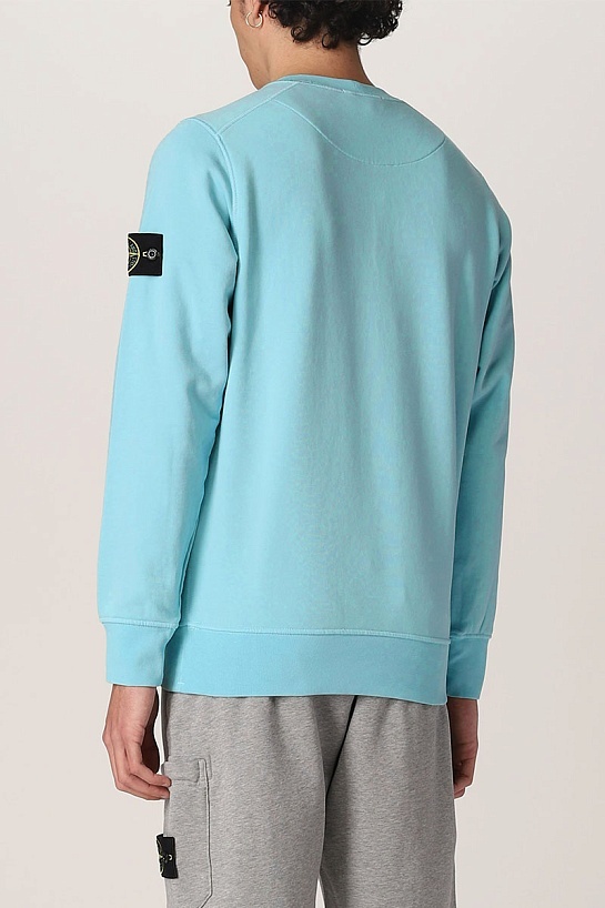 Мужской свитшот бирюзового цвета Stone Island Compass-patch