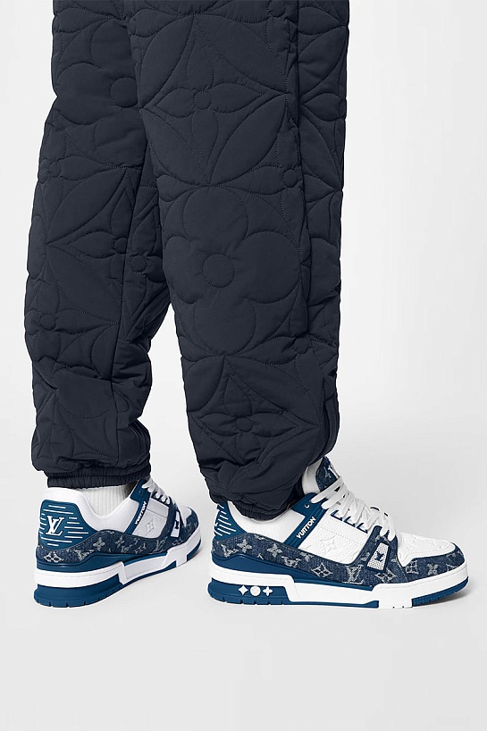 Кожаные кроссовки Louis Vuitton Trainer Monogram - White / Blue