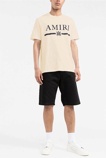 Бежевая мужская футболка Amiri MA bar   