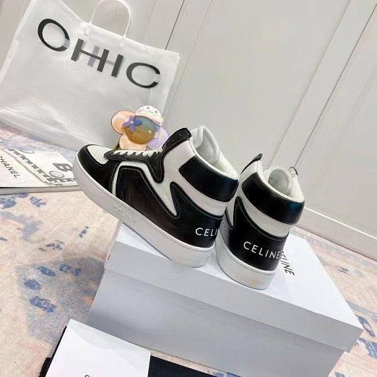 Женские кожаные кроссовки Celine - White / Black