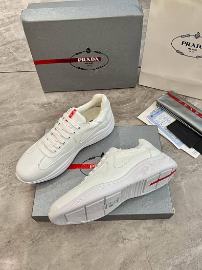 Кожаные кроссовки Prada America's Cup - White   