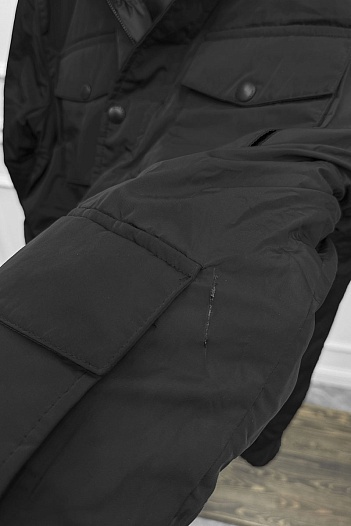 Мужская чёрная парка Burberry London England logo-plaque   