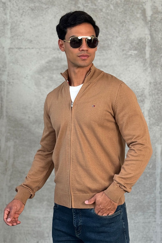 Кофта на молнии Tommy Hilfiger flag embroidery - Brown