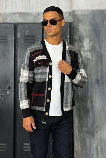 Мужской чёрный кардиган Burberry Vintage Check   