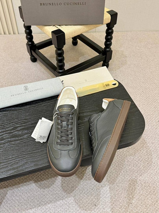 Кожаные кроссовки Brunello Cucinelli low-top - Grey