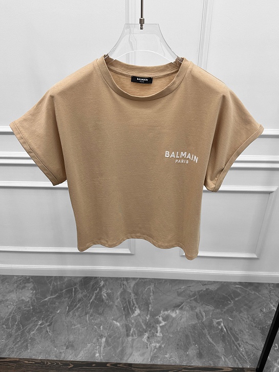 Женская футболка Balmain Paris - Beige