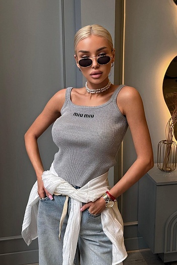 Серый женский топ MIU MIU   