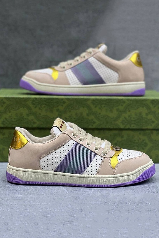 Женские кожаные кроссовки Gucci GG Screener