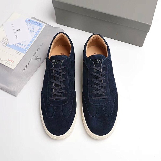 Замшевые кроссовки Brunello Cucinelli logo-print - Navy