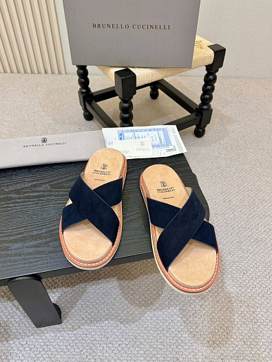Замшевые шлёпанцы Brunello Cucinelli Crossover   