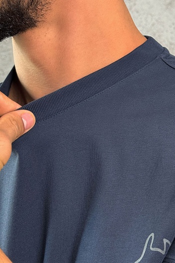 Мужская тёмно-синяя футболка Hermes   